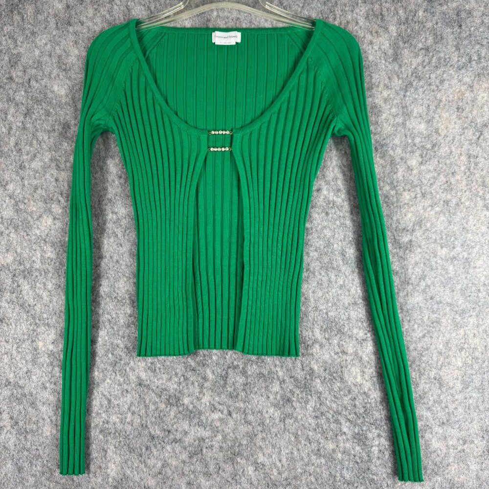 Lovers And Friends Mary Sweater Rhinestone Chain Green Size XS - Picture 10 of 10